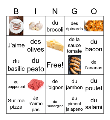 La pizza Bingo Card