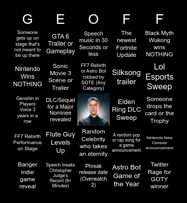 The Game Awards Bingo 2024 Bingo Card