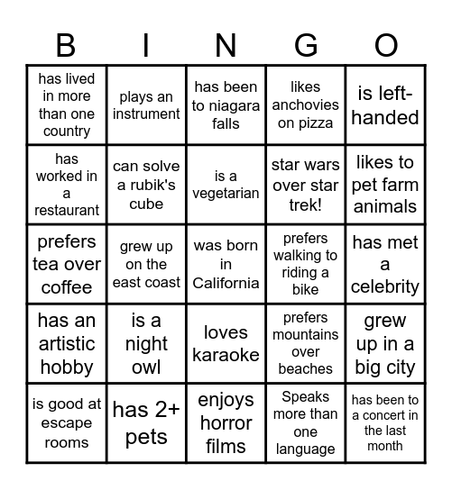 SILDF ICEBREAKER BINGO Card