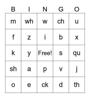 Barton Level 2 Sounds Review BINGO Card