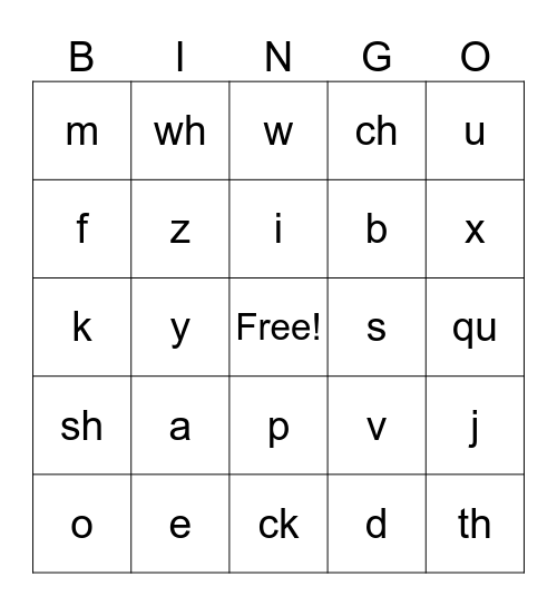 Barton Level 2 Sounds Review BINGO Card