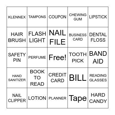 WHAT'S IN YOUR BAG? Bingo Card
