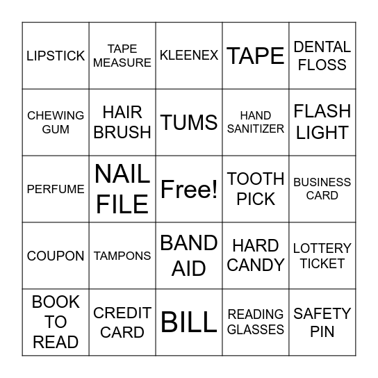 WHAT'S IN YOUR WORK BAG? Bingo Card