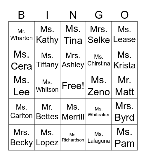 Manzanita Bingo Card