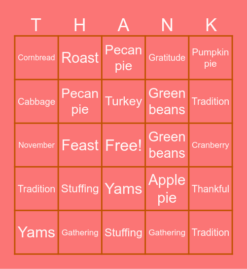 Thanksgiving Bingo Card