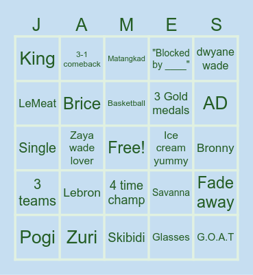 Jamesss Bingo Card
