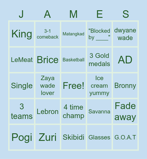 Jamesss Bingo Card