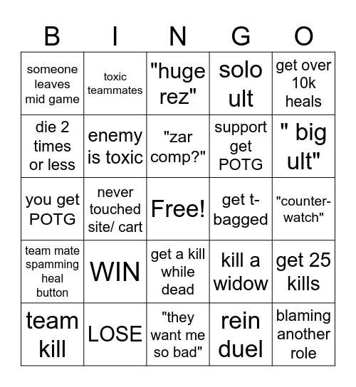 overwatch bingo Card