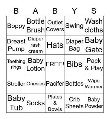 Taquanda's Baby Shower  Bingo Card