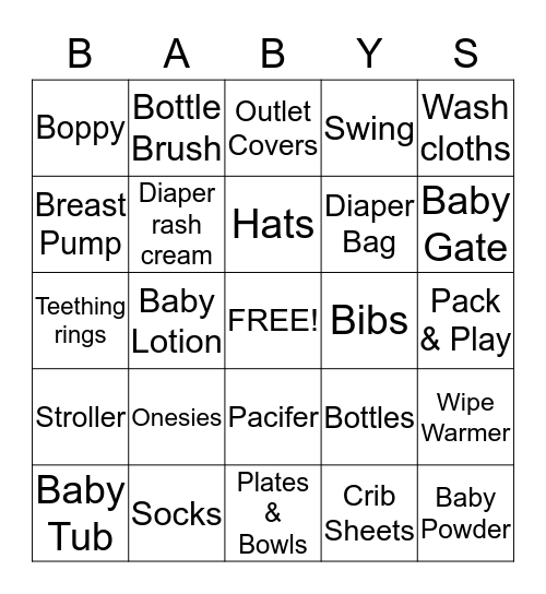 Taquanda's Baby Shower  Bingo Card