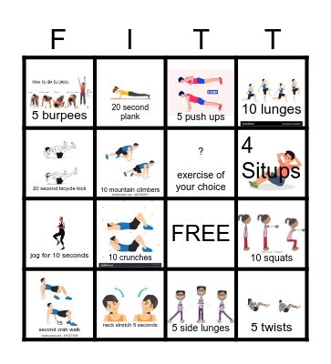 Fitness Bingo! Bingo Card