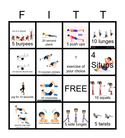 Fitness Bingo! Bingo Card