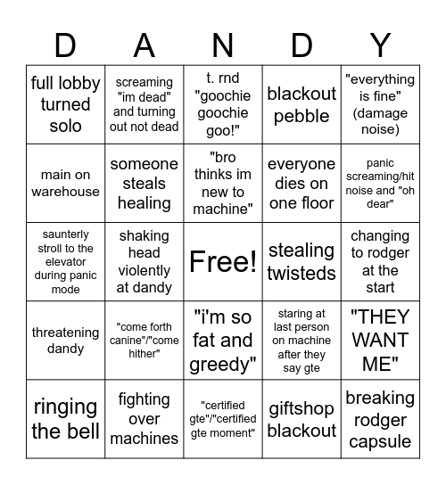 roblox hq dandys world Bingo Card
