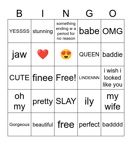 girls comment section bingo Card