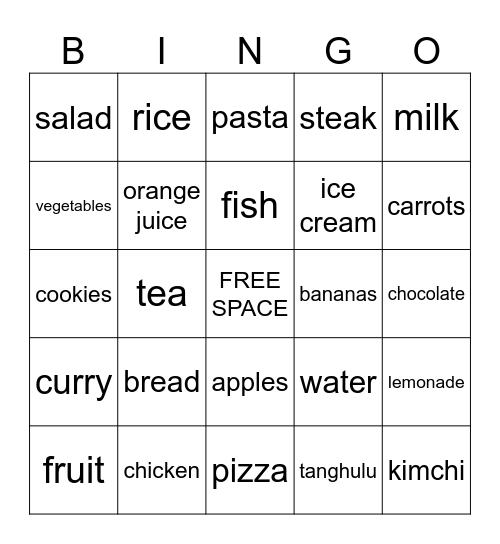 Lesson 7 - I Like Chicken REVIEW Bingo Card