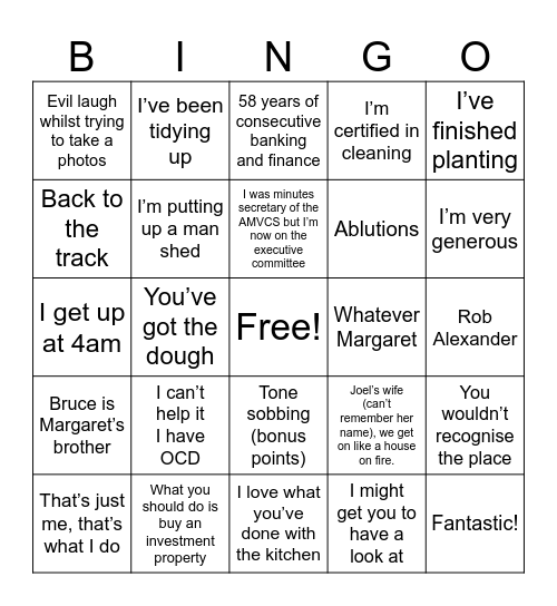 Christmas Tonisms Bingo Card