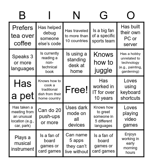 Global AMS Bingo Card