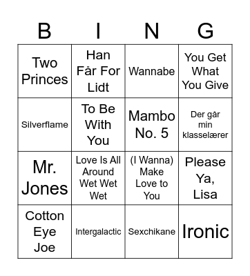 Musik Quiz 2024 Bingo Card