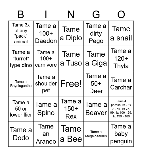 Anarchy Taming Bingo Card