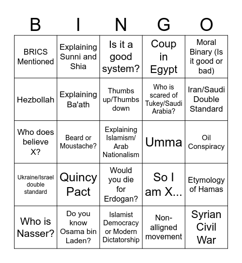 Memers Bingo Card