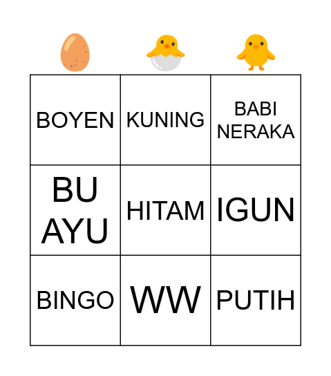 OXTELLA ROSE Bingo Card