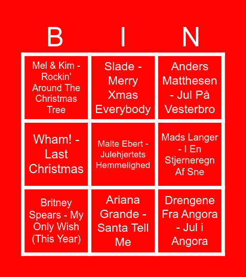 JULEMUSIK-BINGO Card