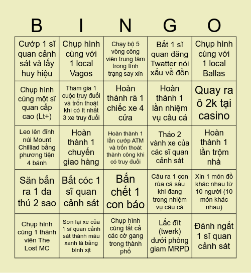 Da Saints Bingo Card