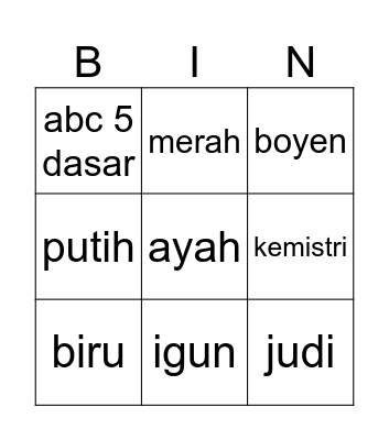 saki(t nya tuh di sini di dalam hatiku) Bingo Card