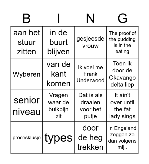 Mini-uitspraken bingo Card