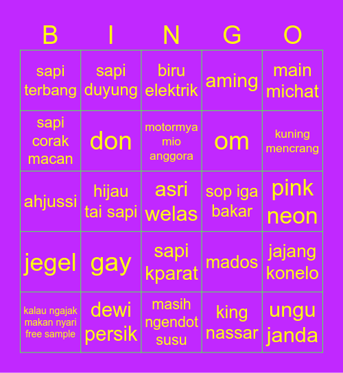 moodon Bingo Card