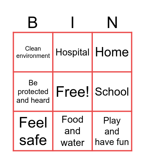 CHILDREN'S RIGHTS Bingo Card