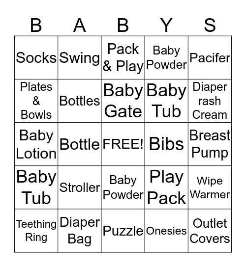 Taquanda's Baby Shower Bingo Card