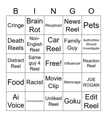 Reels Bingo Card