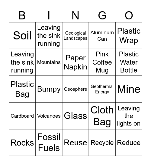 Geosphere Bingo Card