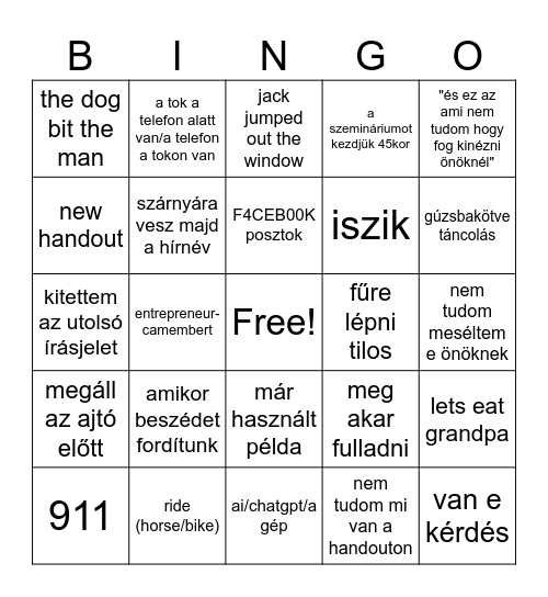 Fordító Bingó :3 Bingo Card