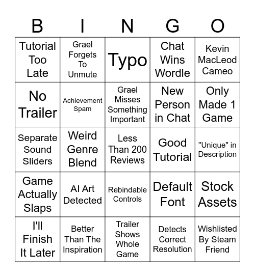 Wheel of Misfortune Bingo Card