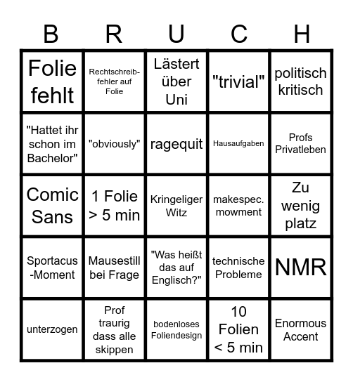 Untergangs-Bingo Card