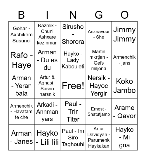 NY BINGO BY DJ ISRO Bingo Card