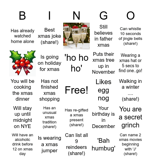 HSSIB Christmas Bingo Card