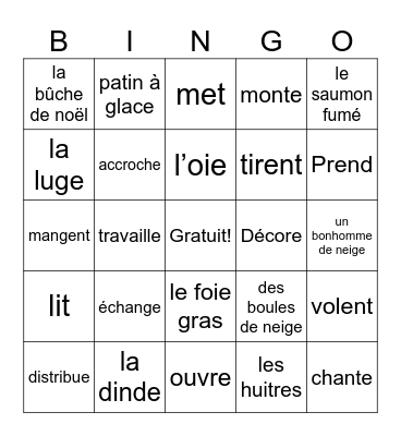 BHS Fr 2 Noël (liste 3) Bingo Card