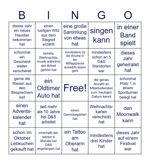 Finde ein Person, die... Bingo Card