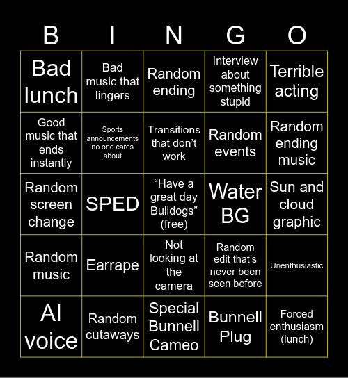 Bulldog Bulletin Bingo Card