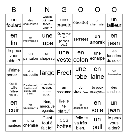 Ch. 7 Vocab 1 Bingo Card