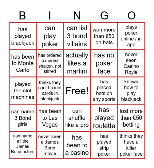 Casino Bingo Card