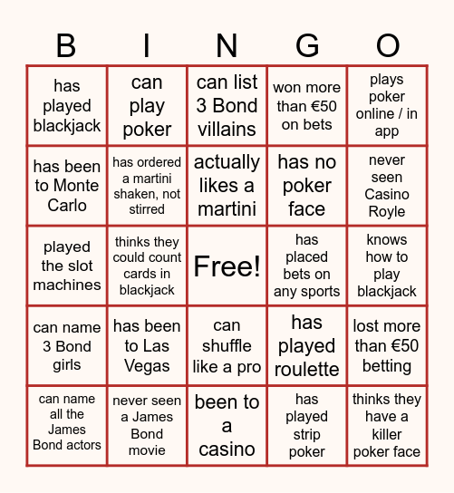 Casino Bingo Card