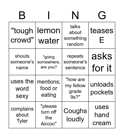 What will he say/do today Bingo Card