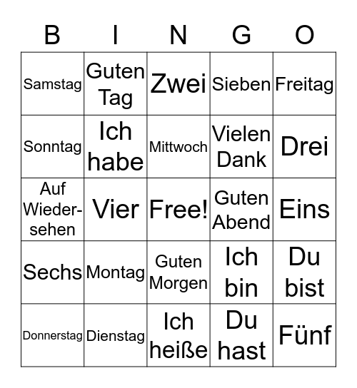 Schulanfang Bingo Card