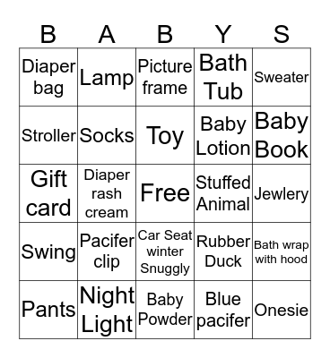 Taquanda's Baby Shower Bingo Card