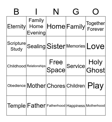 Strengthen Family Bingo Card