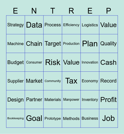 Entrep Bingo Card